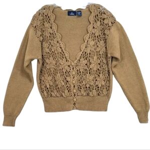 Elegant Tan Crochet Cardigan